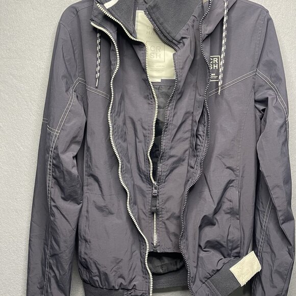 Crosshatch Mens Gray Windbreaker Jacket Double Zip & Drawstring - Picture 8 of 11